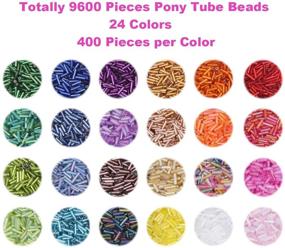 img 3 attached to 💎 EuTengHao Tube Beads Kit - 9600pcs Glass Bugle Seed Beads, Small Craft Beads for DIY Bracelet Necklaces. Jewelry Making Supplies with 2 Crystal Strings (7mm, 400 Per Color, 24 Assorted Colors)