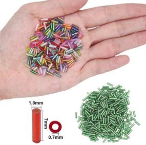 img 1 attached to 💎 EuTengHao Tube Beads Kit - 9600pcs Glass Bugle Seed Beads, Small Craft Beads for DIY Bracelet Necklaces. Jewelry Making Supplies with 2 Crystal Strings (7mm, 400 Per Color, 24 Assorted Colors)