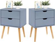 sweetgo nightstand with storage drawer - modern chic bedroom end tables - set of 2 with simple assembly - solid wood legs - living room & home decor furniture логотип