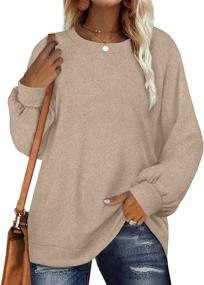 img 3 attached to 👚 Long Lantern Sleeve Crewneck Tunic Tops for Women - Ideal Sweatshirt for Leggings by OFEEFAN