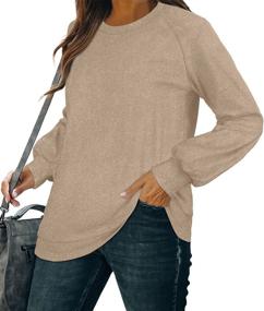 img 2 attached to 👚 Long Lantern Sleeve Crewneck Tunic Tops for Women - Ideal Sweatshirt for Leggings by OFEEFAN