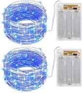 🔵 amir upgraded version fairy string lights - 100 led 33ft mini copper wire starry lights battery powered for garden, home, party, halloween, christmas decorations (blue - pack of 2) логотип