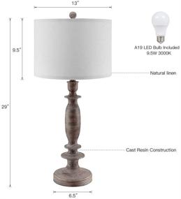 img 3 attached to 🏡 29"H Table Lamp Set of 2: Large Tall Farmhouse Wood Finish Lamps with LED Bulbs, Ideal for Living Room or Bedroom