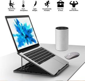 img 3 attached to 💻 AICHESON Portable Laptop Stand: Adjustable Height, Lightweight (1.16 LB) Ergonomic Computer Stand for Apple MacBook, X5 Black