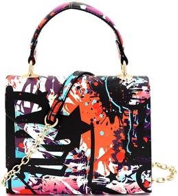 img 4 attached to Multicolor Colorful Graffiti Crossbody Top Handle Handbags & Wallets for Women, Perfect for Totes