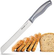 🔪 airead 8-inch serrated bread knife: professional grade cutter for homemade crusty bread bagels - high carbon stainless steel blade for ultra-sharp slicing logo