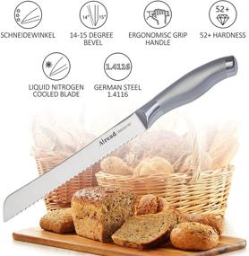 img 2 attached to 🔪 Airead 8-Inch Serrated Bread Knife: Professional Grade Cutter for Homemade Crusty Bread Bagels - High Carbon Stainless Steel Blade for Ultra-Sharp Slicing