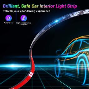 img 1 attached to 🚗 Upgraded Two-Line Interior Car Lights: Esky 4pcs 48 LEDs Strip Light Waterproof with APP Controller, Colorful Music Under Dash Car Lighting Kits - Includes Car Charger, DC 12V
