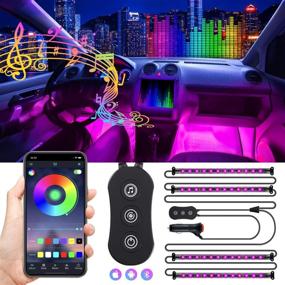 img 4 attached to 🚗 Upgraded Two-Line Interior Car Lights: Esky 4pcs 48 LEDs Strip Light Waterproof with APP Controller, Colorful Music Under Dash Car Lighting Kits - Includes Car Charger, DC 12V