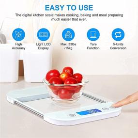 img 1 attached to 📏 High-Quality 33lbs Digital Food Scale for Precise Baking, Cooking & Weight Loss with Tempered Glass - Ounces and Grams Measurement, Batteries Included