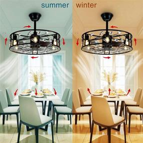 img 2 attached to AXIQUE Modern Small 24 Inch Ceiling Fan with Lights: Remote Control, Bladeless Enclosed Flush Mount, Reversible, 6-Speed DC Motor - Ideal for Kitchen, Living, Bedroom