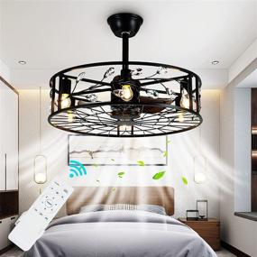 img 4 attached to AXIQUE Modern Small 24 Inch Ceiling Fan with Lights: Remote Control, Bladeless Enclosed Flush Mount, Reversible, 6-Speed DC Motor - Ideal for Kitchen, Living, Bedroom