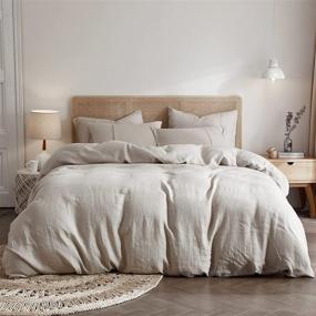 img 3 attached to HYPREST French Linen Duvet Cover Set: 100% Pure, Stone Washed, King Size, Moisture-Absorbing and Breathable with Ultra Soft Cooling Qualities - Superior Quality and Durability