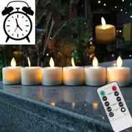 pack of 6 remote control led tea light fake flameless candles with timer - 🕯️ battery operated warm white window pillar candle bluk with dancing flickering bulb for christmas, wedding, birthday party логотип