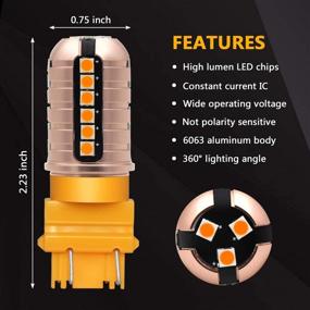 img 1 attached to 🔆 Phinlion 3157 LED Turn Signal Light, Amber Yellow 3000 Lumens, Super Bright Bulb with 27-SMD 3030 LED Chips for Blinker Lights - Compatible with 3037 3457 3156 4057 4157 Models