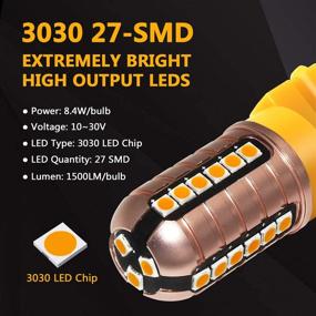 img 3 attached to 🔆 Phinlion 3157 LED Turn Signal Light, Amber Yellow 3000 Lumens, Super Bright Bulb with 27-SMD 3030 LED Chips for Blinker Lights - Compatible with 3037 3457 3156 4057 4157 Models