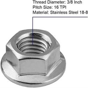 img 3 attached to Pack of 20 Stainless Steel 18-8 (304) Serrated Flange Hex Lock Nuts, 3/8-16 Thread Size, Bright Finish