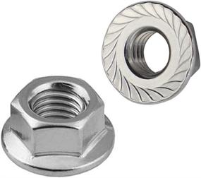 img 4 attached to Pack of 20 Stainless Steel 18-8 (304) Serrated Flange Hex Lock Nuts, 3/8-16 Thread Size, Bright Finish