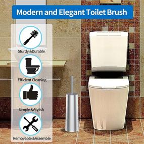 img 3 attached to 🚽 2 Pack Bathroom Toilet Brushes - Homexpect Compact Stainless Steel Freestanding Toilet Bowl Brush and Holder Set - Space Saving, Sturdy, Deep Cleaning, Covered Brush - Storage and Organization