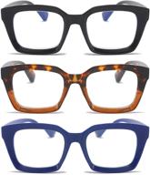 dxyxyo 3 pack retro oversized reading glasses for men and women fashion, oprah style square blue light blocking computer reader logo