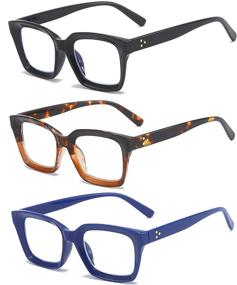 img 3 attached to DXYXYO 3 Pack Retro Oversized Reading Glasses for Men and Women Fashion, Oprah Style Square Blue Light Blocking Computer Reader