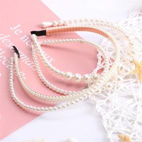 img 1 attached to 👑 NAISIER 4-Piece White Faux Pearl Rhinestone Headbands - Bridal Hair Hoop, Wedding Hair Fashion Accessories for Women and Girls