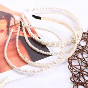 img 3 attached to 👑 NAISIER 4-Piece White Faux Pearl Rhinestone Headbands - Bridal Hair Hoop, Wedding Hair Fashion Accessories for Women and Girls