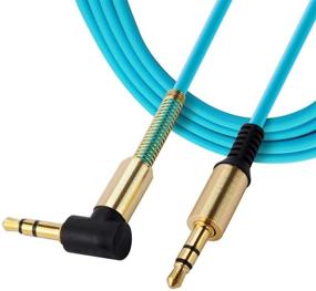 img 3 attached to JacobsParts 3.5mm AUX Cable for Car Stereo, Audio Auxiliary Headphone Jack Cord, Right Angle Male to Male, 3ft (Blue)