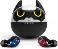 batman wireless earbuds bluetooth gaming headphones with mic - enhanced stereo audio, touch control, 32-hour playback time logo