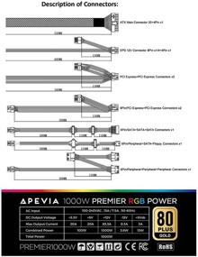 img 3 attached to Apevia ATX-PM1000W Premier Полумодульный Игровой Блок Питания - 1000W, 80+ Золотой сертификат, Активный PFC, ATX