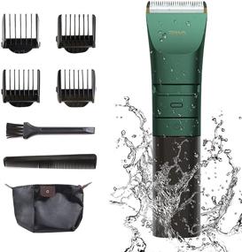 img 4 attached to 💇 RIWA Hair Clippers for Men Cordless, Professional Barber Trimmer with Adjustable Ceramics Blades, Waterproof and Rechargeable Hair Cutting Kit for Men Women - Green