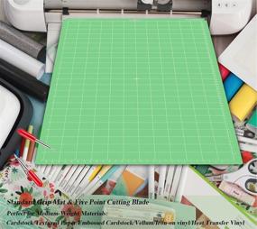 img 2 attached to 🔮 EWUY 12x24 Variety Mats for Cricut Explore Air 2/Air/One/Maker - 4PCS with 5 PCS Blades - Green Standard Grip/Blue Light Grip/Purple Strong Grip/Pink Fabric Grip - Multiple 24-Inch Long Cutting Mats for Cricut