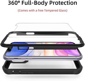 img 3 attached to Clear & Black Full Body Protection Case for iPhone 11 with Screen Protector - Heavy Duty Shockproof Rugged Cover Case for 6.1 inch iPhone 11