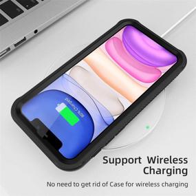 img 1 attached to Clear & Black Full Body Protection Case for iPhone 11 with Screen Protector - Heavy Duty Shockproof Rugged Cover Case for 6.1 inch iPhone 11