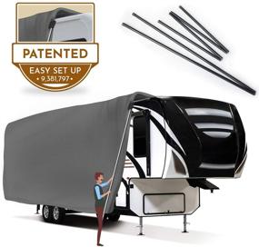 img 3 attached to 🏕️ XGEAR Easy Setup 5th Wheel RVs Covers - Durable 3-Ply Top Panel, Ripstop Waterproof, Includes Assist Steel Poles (26'-29')