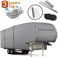 🏕️ xgear easy setup 5th wheel rvs covers - durable 3-ply top panel, ripstop waterproof, includes assist steel poles (26'-29') logo