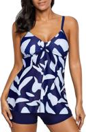 👙 aleumdr women's printed two piece tankini - stylish push-up top & bottom set logo