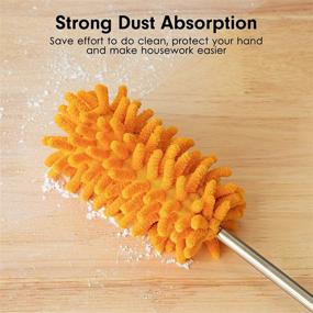 img 2 attached to 🧹 Tukuos Microfiber Duster: Hand Washable, Extendable Pole, 2 Replaceable Heads, Detachable Brush Tool for Office, Car, Window, Furniture, Ceiling Fan