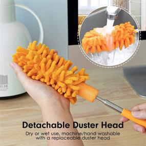 img 3 attached to 🧹 Tukuos Microfiber Duster: Hand Washable, Extendable Pole, 2 Replaceable Heads, Detachable Brush Tool for Office, Car, Window, Furniture, Ceiling Fan