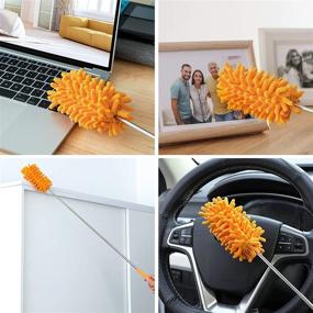 img 1 attached to 🧹 Tukuos Microfiber Duster: Hand Washable, Extendable Pole, 2 Replaceable Heads, Detachable Brush Tool for Office, Car, Window, Furniture, Ceiling Fan