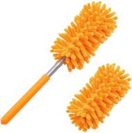 🧹 tukuos microfiber duster: hand washable, extendable pole, 2 replaceable heads, detachable brush tool for office, car, window, furniture, ceiling fan logo