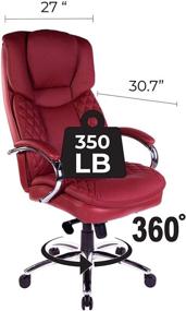 img 3 attached to 🪑 Halter Executive Bonded Leather Office Chair - High Back, Swivel Motion, Adjustable Height, Caster Wheels, Lumbar Support - Ergonomic Computer Desk Seating - Red Wine