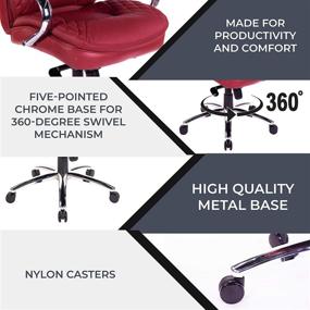 img 1 attached to 🪑 Halter Executive Bonded Leather Office Chair - High Back, Swivel Motion, Adjustable Height, Caster Wheels, Lumbar Support - Ergonomic Computer Desk Seating - Red Wine