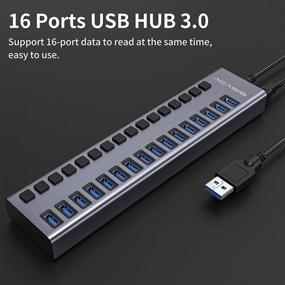 img 3 attached to 🔌 ACASIS 16 Ports USB 3.0 Data Hub: High-Powered USB Hub with On/Off Switches and 90W Adapter - Ideal for Laptop, PC, HDD, Flash Drive & More