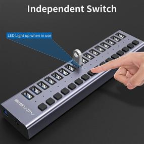 img 1 attached to 🔌 ACASIS 16 Ports USB 3.0 Data Hub: High-Powered USB Hub with On/Off Switches and 90W Adapter - Ideal for Laptop, PC, HDD, Flash Drive & More