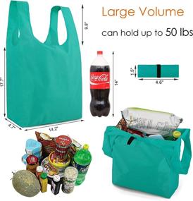 img 3 attached to 🛍️ 10 Pack X-Large Reusable Grocery Tote Bags: Foldable, Elastic Zipper, Machine Washable, Lightweight & Sturdy Moss Teal Green Black Navy Christmas Gift Bags