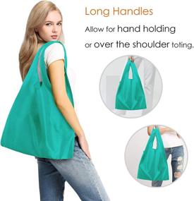 img 1 attached to 🛍️ 10 Pack X-Large Reusable Grocery Tote Bags: Foldable, Elastic Zipper, Machine Washable, Lightweight & Sturdy Moss Teal Green Black Navy Christmas Gift Bags