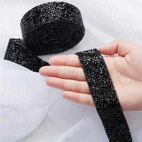 img 1 attached to 🎀 Dowarm 3 Yards Rhinestone Ribbon: Bling Self-Adhesive Mesh Wrap for Wedding Party Decor (Black, 1.18inch Width)