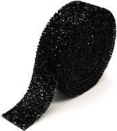 🎀 dowarm 3 yards rhinestone ribbon: bling self-adhesive mesh wrap for wedding party decor (black, 1.18inch width) logo