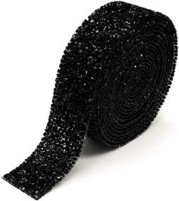 img 4 attached to 🎀 Dowarm 3 Yards Rhinestone Ribbon: Bling Self-Adhesive Mesh Wrap for Wedding Party Decor (Black, 1.18inch Width)